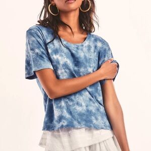 LoveShackFancy Indigo Hand Dye Calix Cotton Tee